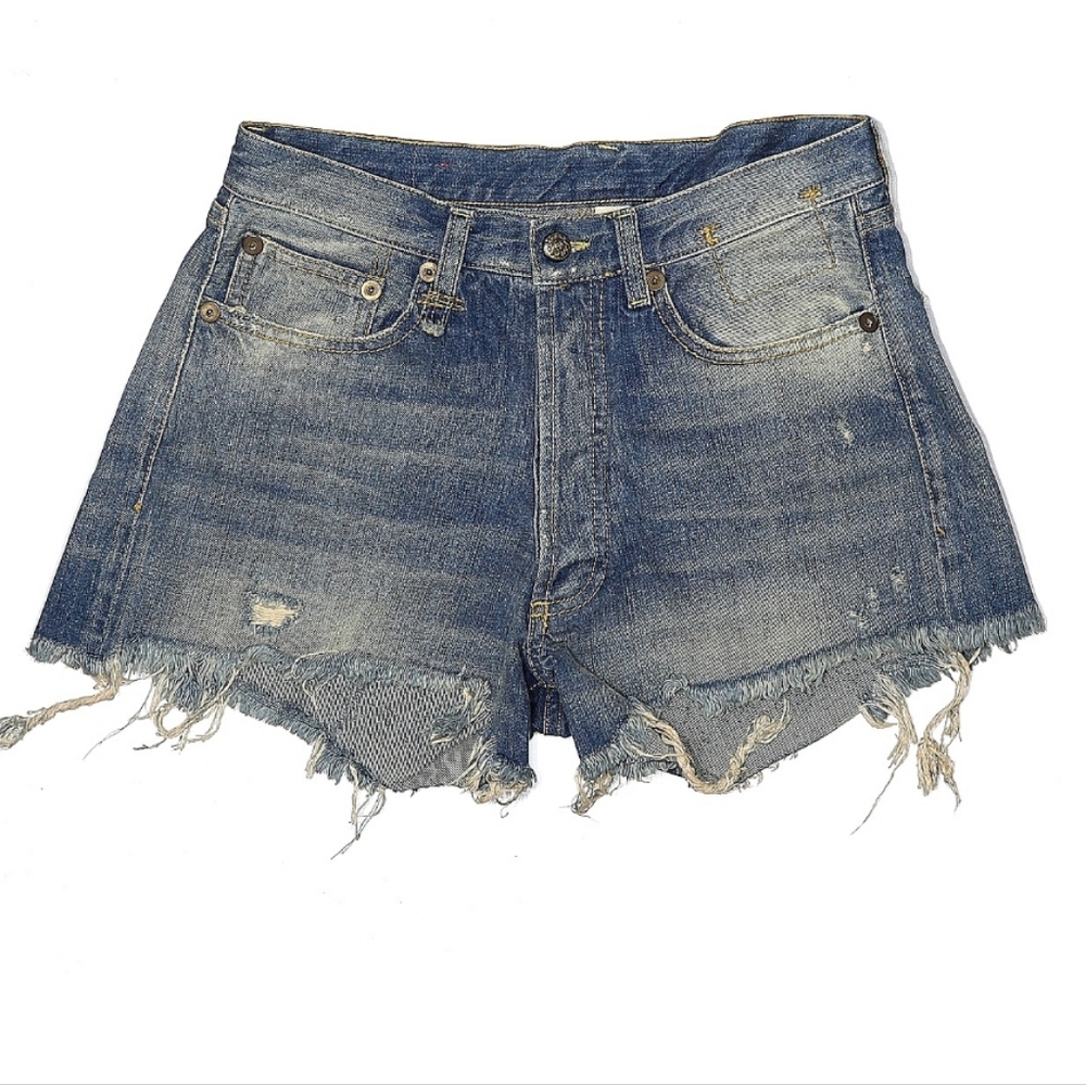 R13 jeans shorts button fly cut off denim size 29